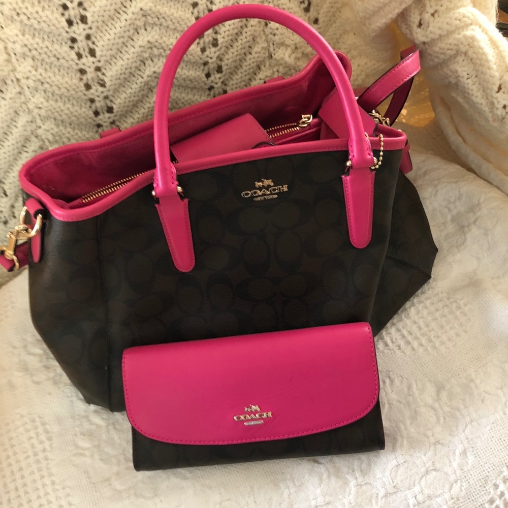 Genuine Authentic Coach large bag and matching wallet